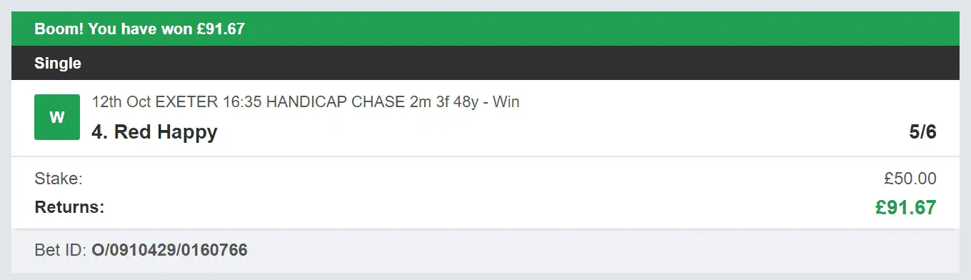 Daily Racing Winners - Winner 1 - 2023-10-12