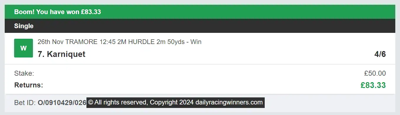 Daily Racing Winners - Winner 1 - 2024-11-26