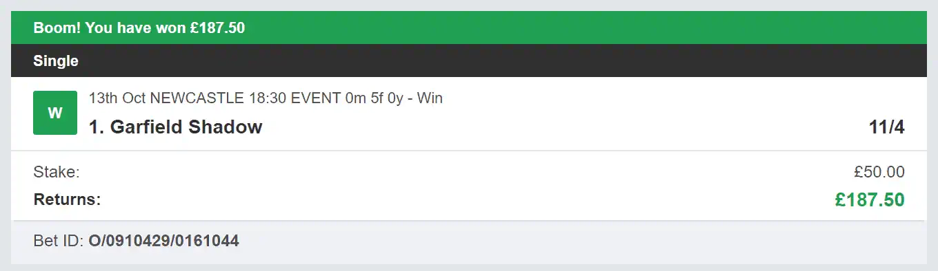 Daily Racing Winners - Winner 2 - 2023-10-13