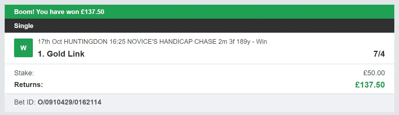 Daily Racing Winners - Winner 1 - 2023-10-17